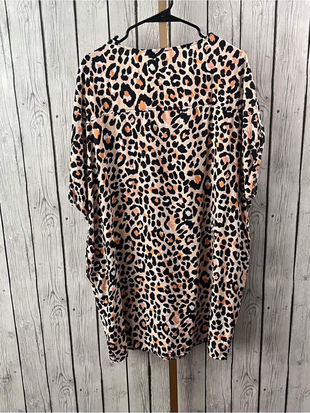 UMGEE Leopard Cheetah Animal Print Boho Tunic mini Dress Oversized Slouchy Top M